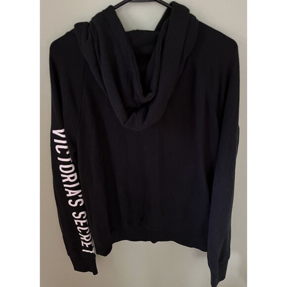 Victoria's Secret Women's Pullover Hoodie Sweatshirt Black White Lettering Small - Picture 7 of 7